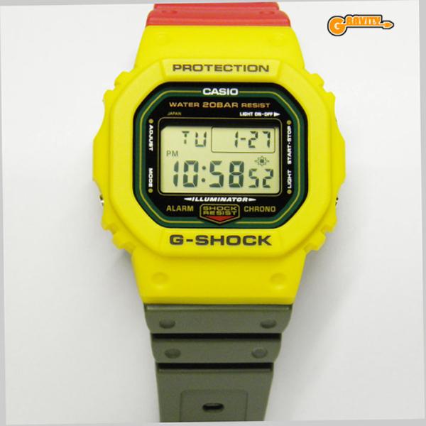 【美品・日本製】MY G-SHOCK DWE-5610 / コーションイエロー G-SHOCK DWE-5610 MY イエロー×レッド×カーキ ラスタ DW-5600RBベース
