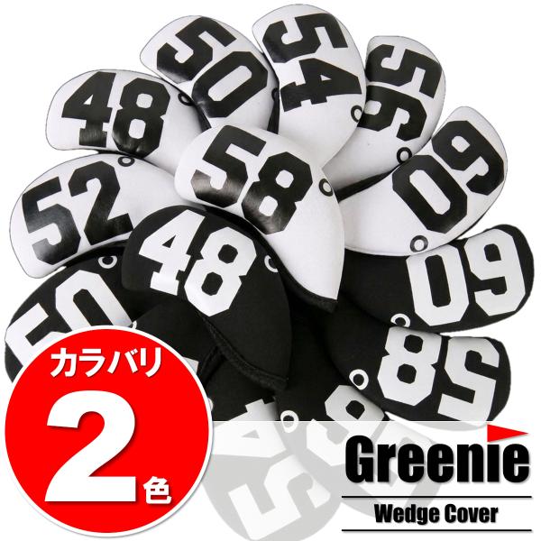 ウェッジカバー 単品 アイアンカバー ゴルフ ヘッドカバー 48 50 52 54 56 58 60 度 ネオプレン モノクロ ウエッジカバー ウェッジ ウエッジ Greenie