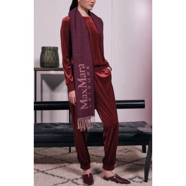 TALCO-02 ロゴ入り大判ストール ワインレッド MaxMara LEISURE 