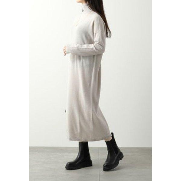 マックスマーラ ひざ丈ニットワンピース・カシミヤ混・タートルネック