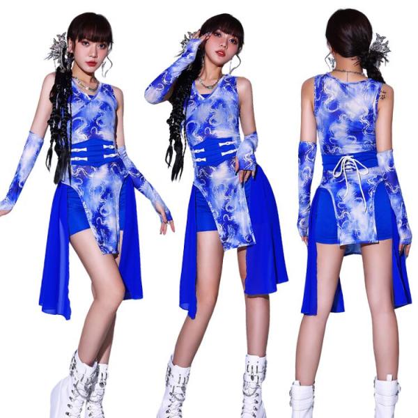 ダンス衣装 セクシー 中華風 龍柄 赤 DS演出服 レディース ジャズ ダンス衣装 社交ダンス ds演出服 古典ダンス セットアップ レディース k-pop ヘソ出し 派手 ヒ
