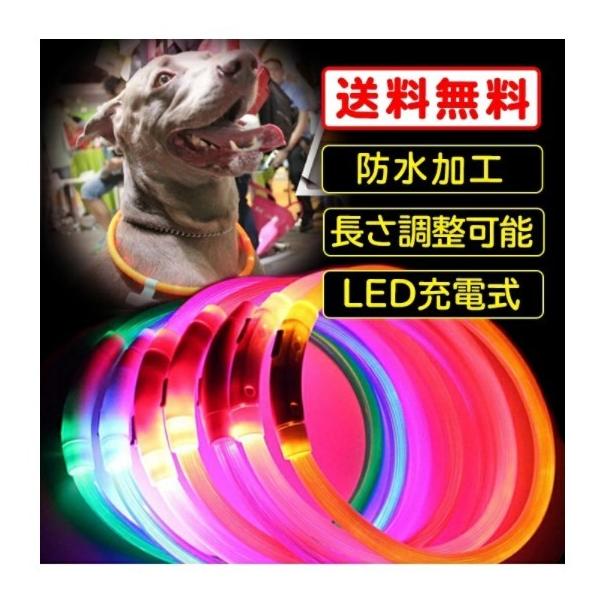 光る首輪 犬用 USB 防水 充電式 ＬＥＤ ペット用！夜の犬の散歩を安全に！大型犬から小型犬もＯＫ！★★★購入前に画像後半の配送に関する注意事項もお読みください(^-^★★★■■人気でお得な光る首輪＋ペンダント＋歯ブラシのセット商品もはじ...