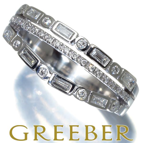 ダイヤ リング ダイヤモンド 0.33ct バゲット 2種カット 3ロウ K18WG
