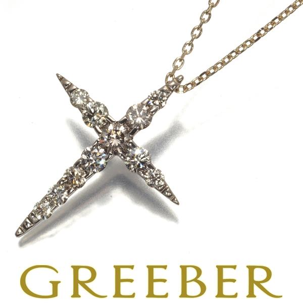 カシケイ ネックレス ブラウンダイヤ 0.70ct ネイキッド クロス K18BG  