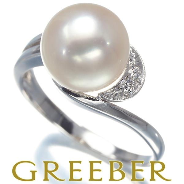 MIKIMOTO ミキモト リング パール 真珠 9.2mm ダイヤ ダイヤモンド 12 