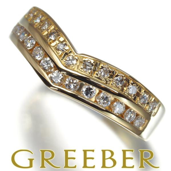 ダイヤ ダイヤモンド 0.32ct レールセッティング リング K18YG 指輪  