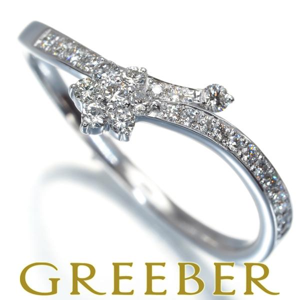 ダイヤ ダイヤモンド 0.26ct フラワー リング K18WG 指輪 Diamond Ring  