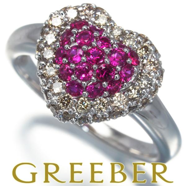 ルビー 0.33ct ダイヤ ダイヤモンド 0.60ct ハート パヴェ リング 