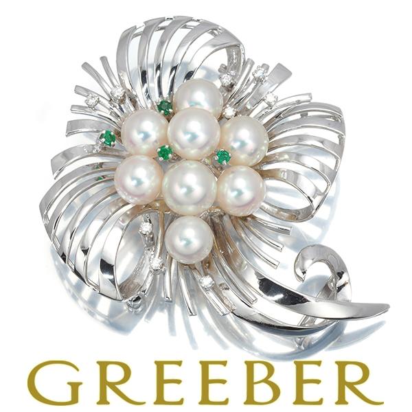 ミキモト ブローチ パール アコヤ真珠 5.0-7.0mm 幸福の木 K14YG