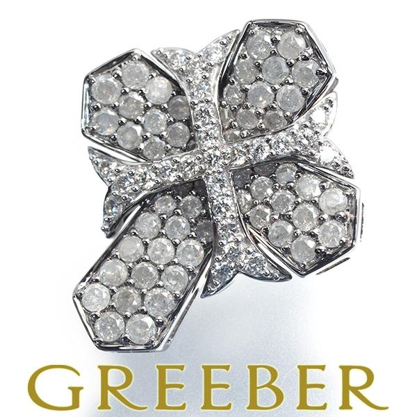 ダイヤ ダイヤモンド 0.92ct クロス ペンダントトップ K18WG GENJ 限界  