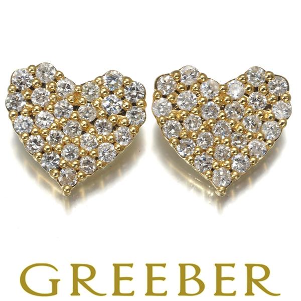 ダイヤ ダイヤモンド 0.50ct/0.50ct ハート パヴェ ピアス K18YG GENJ  
