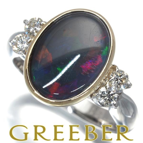 ブラックオパール 2.23ct ダイヤ ダイヤモンド 0.28ct リング K18YG 
