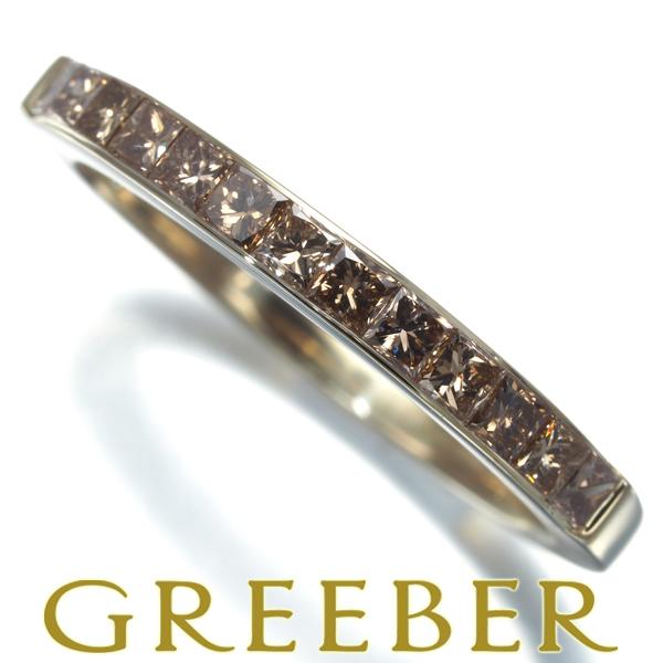 ブラウンダイヤ ダイヤモンド 0.52ct レールセッティング リング K18BG  
