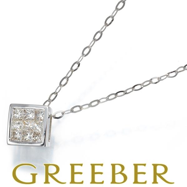 ダイヤ ダイヤモンド 0.20ct ミステリーセッティング ネックレス K18WG  