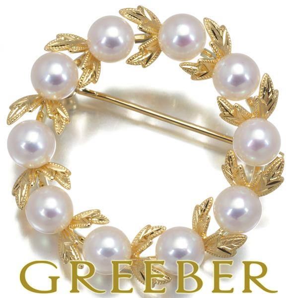 MIKIMOTO ミキモト ブローチ パール 真珠 6.0mm サークル リーフ MIKIMOTO ミキモト ブローチ パール 真珠 6.0mm サークル リーフ