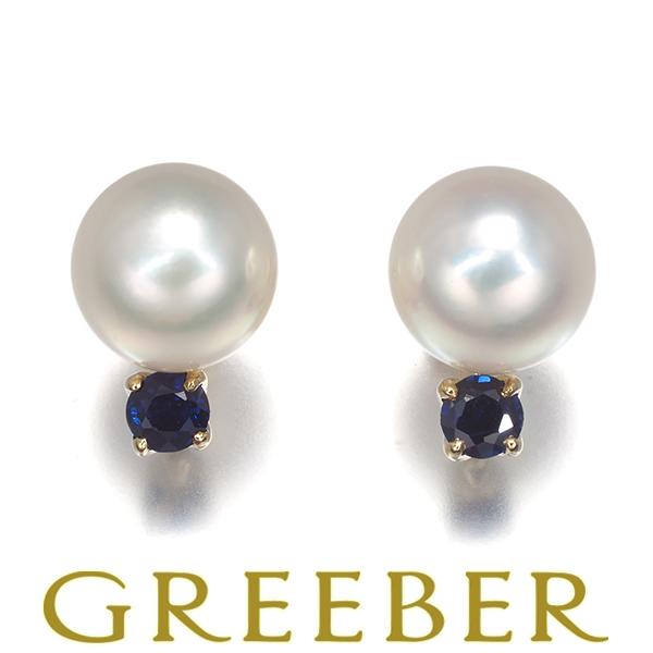 MIKIMOTO ミキモト ピアス パール 真珠 7.4mm サファイア K14YG BLJ  