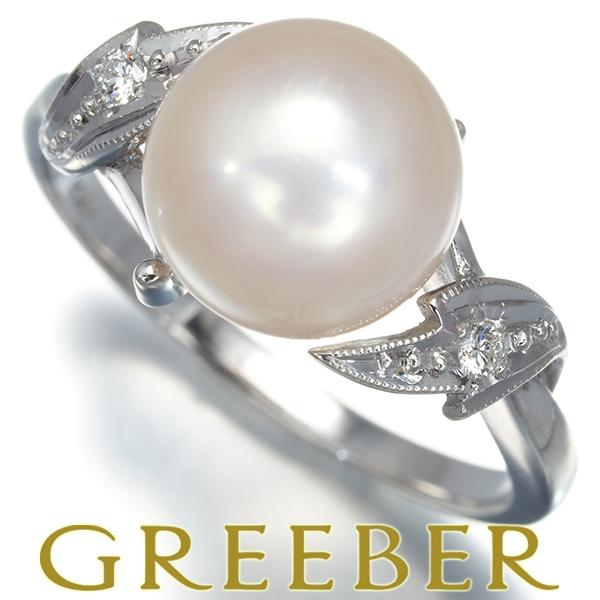 MIKIMOTO ミキモト リング パール 真珠 9.0mm ダイヤ ダイヤモンド 12 