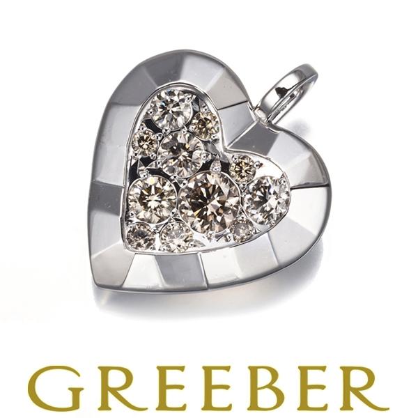 0.35ct！キラキラハート♡K18WG 天然ダイヤモンド ペンダント