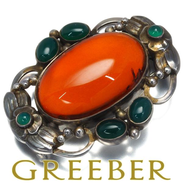 Georg Jensen ジョージジェンセン ブローチ 琥珀 コハク メノウ 78  