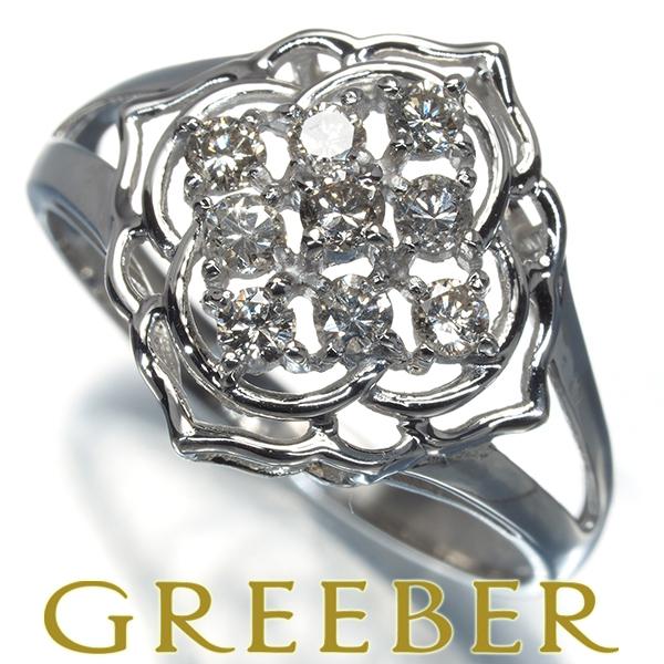 ダイヤ ダイヤモンド 0.31ct 透かし フラワー リング Pt900 指輪 GENJ  