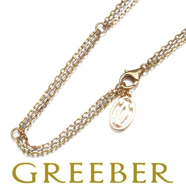 美品!Cartier カルティエ3連チェーンネックレス トリニティスリーカラー カルティエトリニティ ネックレスMM スリーカラー 3連チェーン