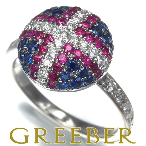 サファイア 0.78ct ダイヤ ダイヤモンド 0.40ct パヴェ クロス リング  