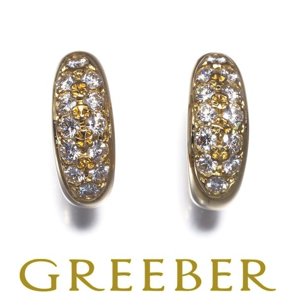 MIKIMOTO ミキモト ピアス ダイヤ ダイヤモンド パヴェ フープ K18YG