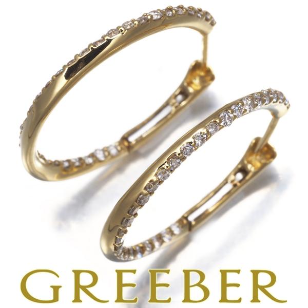 ダイヤ ダイヤモンド 0.25ct/0.25ct フープ ピアス K18YG GENJ  