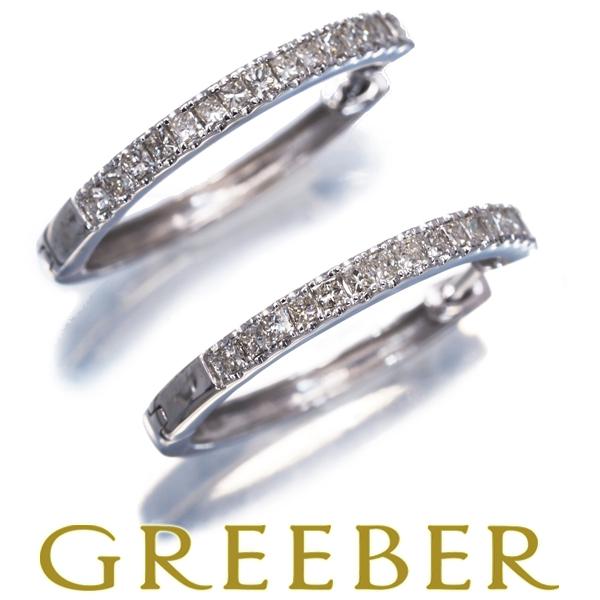 ダイヤ ダイヤモンド 0.25ct/0.25ct フープ ピアス K18WG GENJ  
