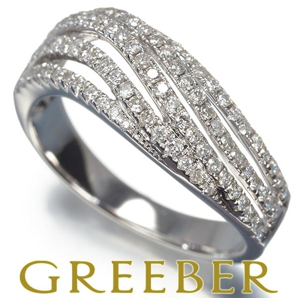 ダイヤ ダイヤモンド 0.50ct 透かし リング K18WG 指輪 GENJ  