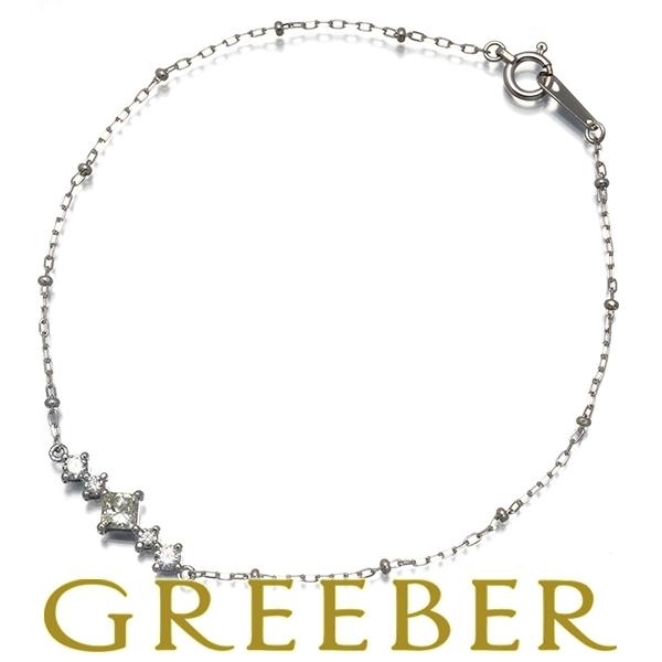 k18wg ダイヤモンドブレスレット ダイヤ ダイヤモンド 0.223ct/0.18ct プリンセスカット ブレスレット