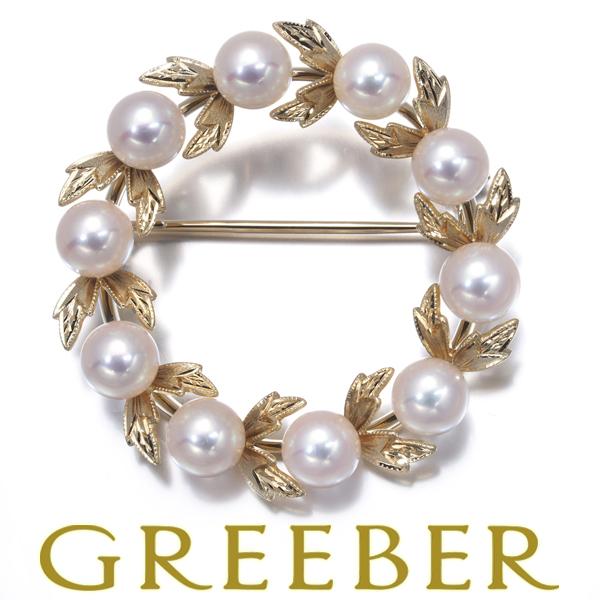 MIKIMOTO（ミキモト） ブローチ パール 真珠 5.5mm リーフ リース