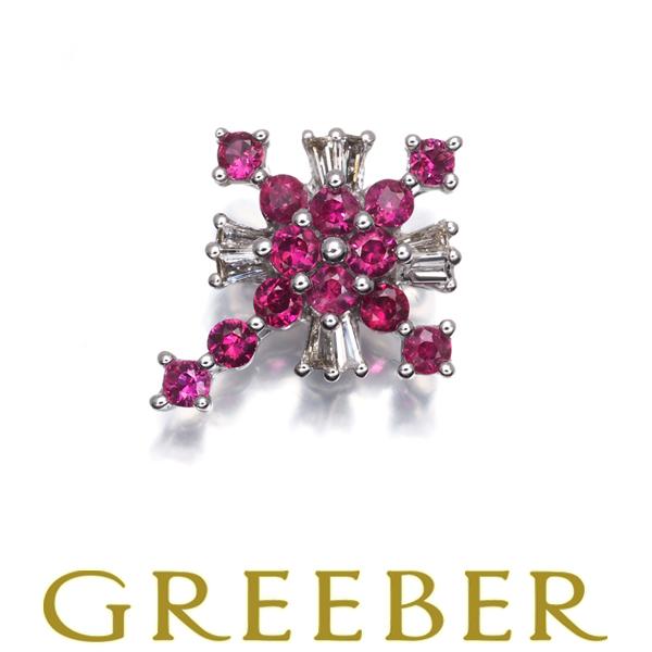 ルビー 0.37ct ダイヤ ダイヤモンド 0.06ct クロス ペンダントトップ 