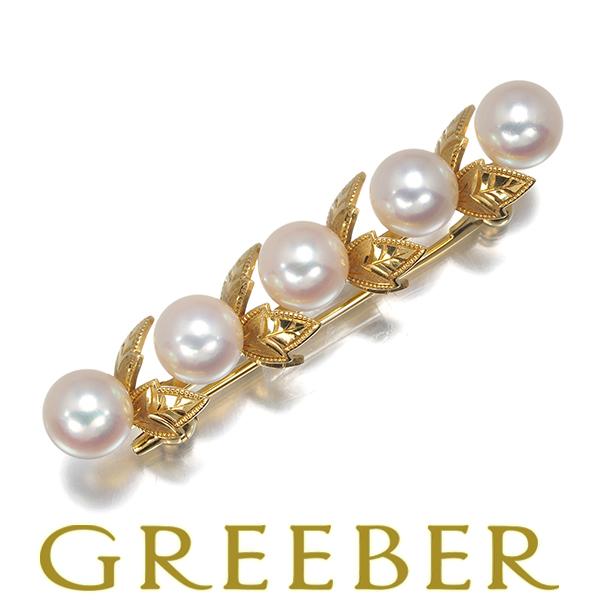 MIKIMOTO（ミキモト） ブローチ パール 真珠 7.0mm リーフ K18YG BLJ