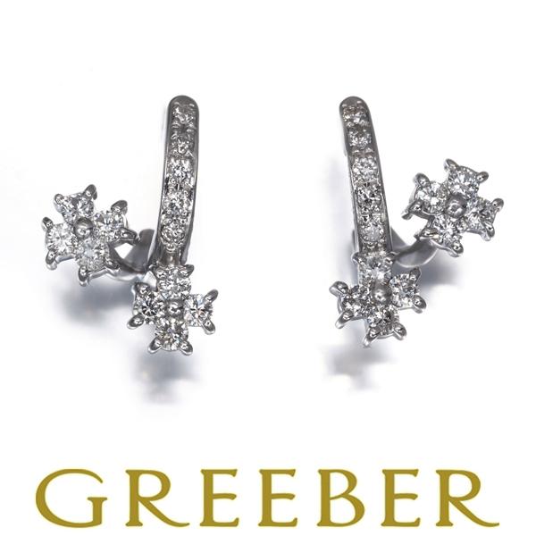 ダイヤ ダイヤモンド 0.25ct/0.25ct フラワー ピアス K18WG GENJ 大幅