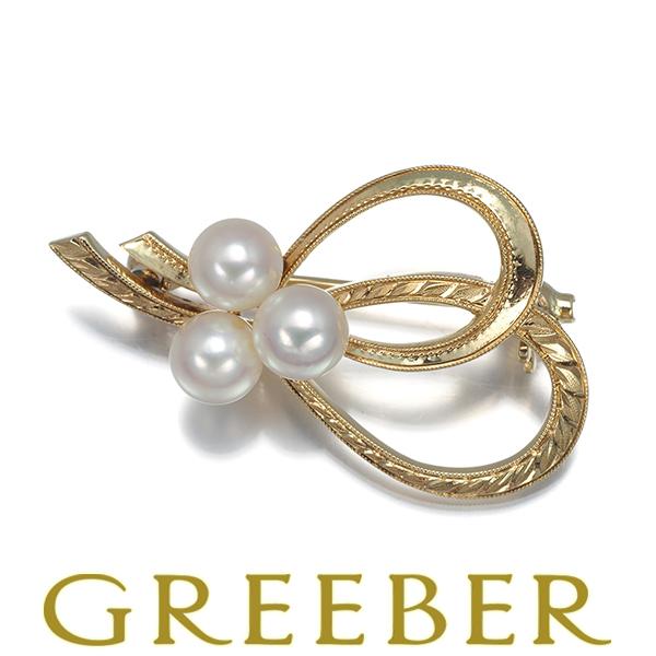 MIKIMOTO（ミキモト） ブローチ パール 真珠 5.0mm リボン K14YG BLJ