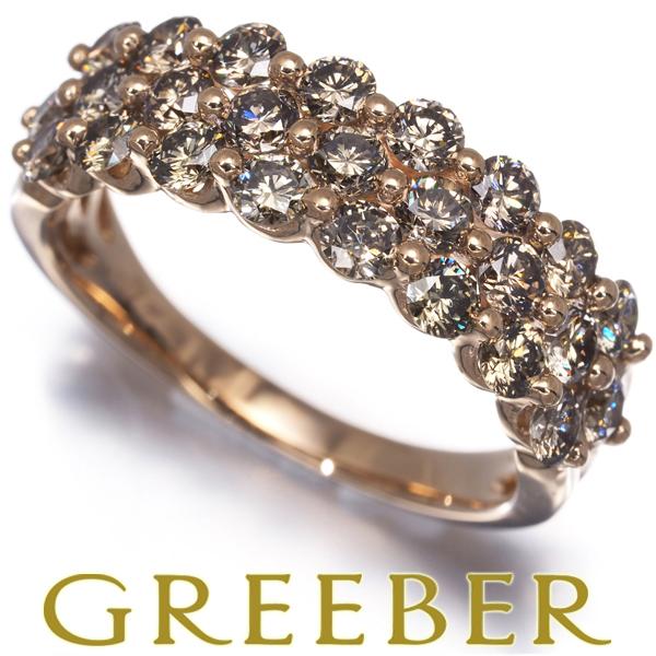 ブラウン ダイヤ ダイヤモンド 1.46ct パヴェ リング K18PG 指輪 GENJ 