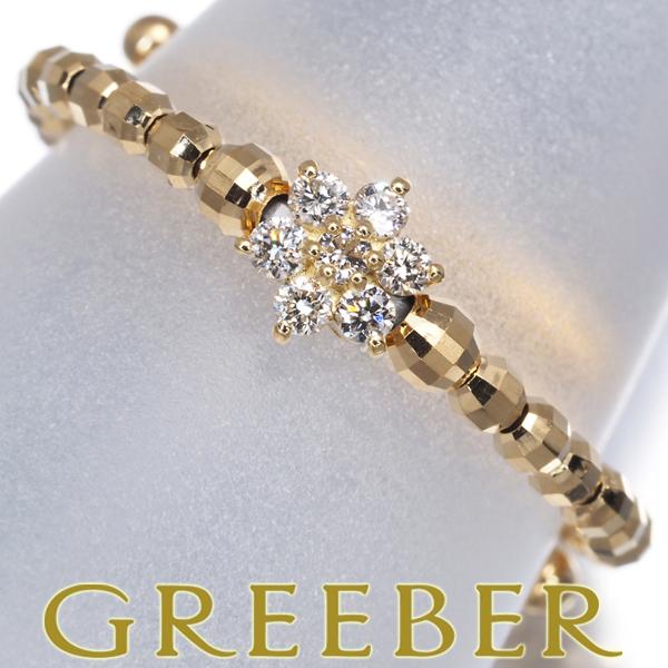ダイヤ ダイヤモンド 0.10ct フラワー フリーサイズ リング K18YG 