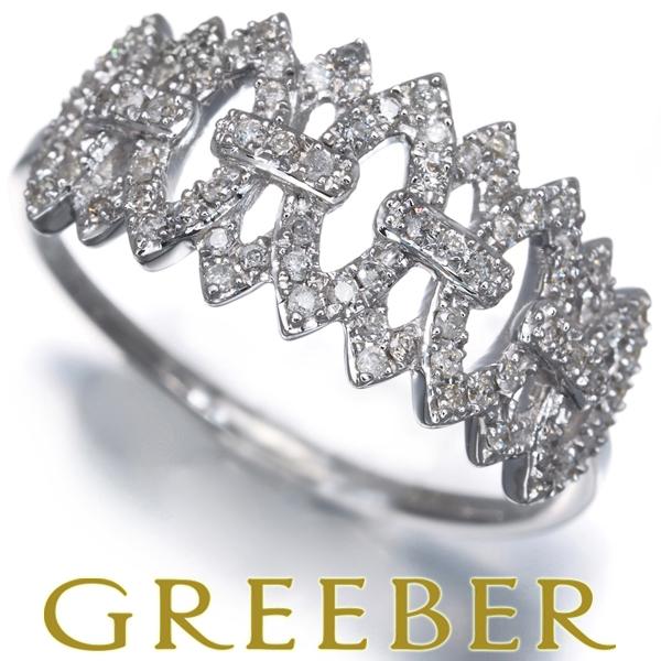 ダイヤ ダイヤモンド 0.23ct 透かし リング K18WG 指輪 GENJ