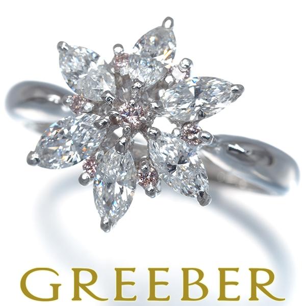 ピンク＆クリア ダイヤ ダイヤモンド 0.09ct/0.98ct フラワー マーキス
