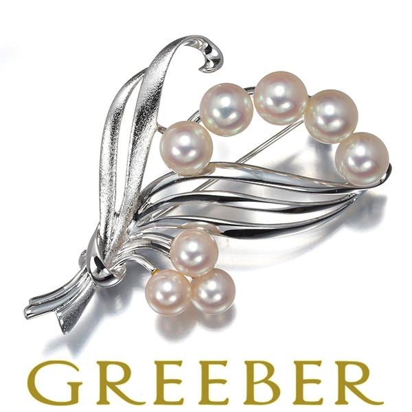 極美品✨MIKIMOTO　ミキモト　パールシルバー パール ブローチ MIKIMOTO（ミキモト） ブローチ パール 真珠 5.5-6.4mm 艶消し ブーケ