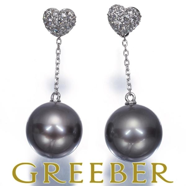 MIKIMOTO（ミキモト） ピアス ブラック パール 真珠 10.0mm ダイヤ