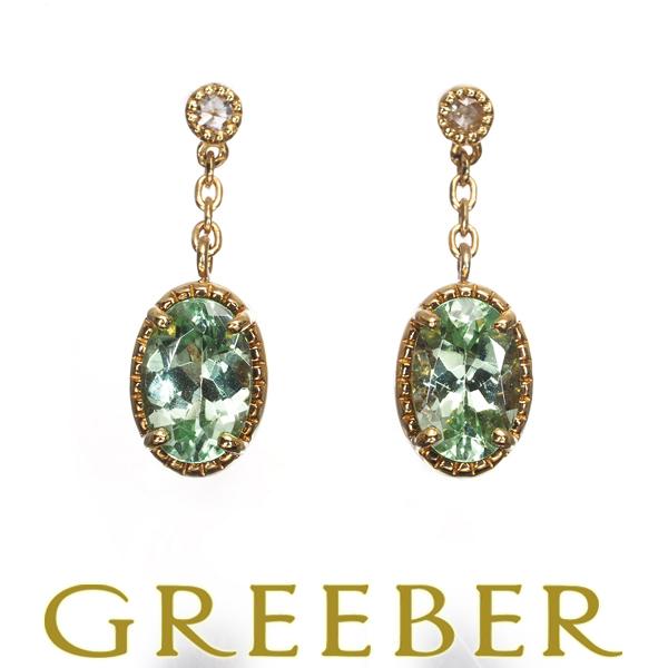 セイレーンアズーロ ピアス グリーンガーネット ダイヤ ダイヤモンド 0.01ct/0.01ct K18YG BLJ/GENJ
