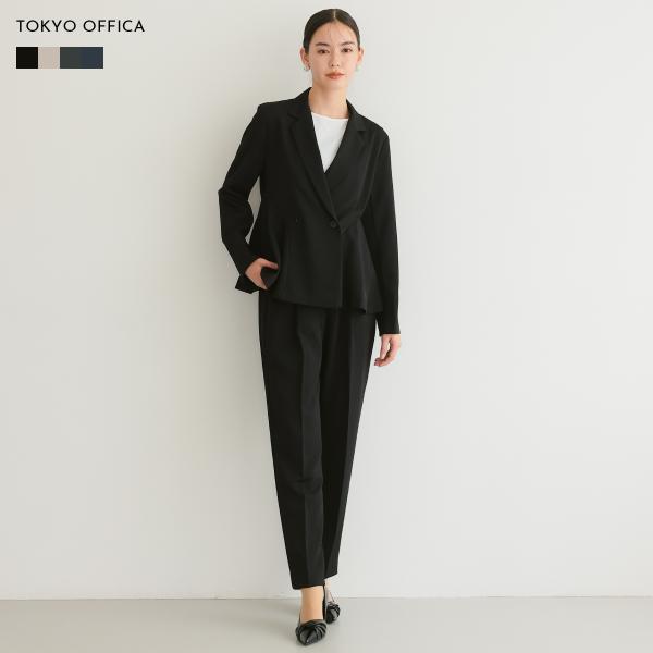 theory （2） パンツスーツ セットアップ ブラックフォーマル パンツスーツ セットアップ 2点セット ダブルボタン サイドフレア