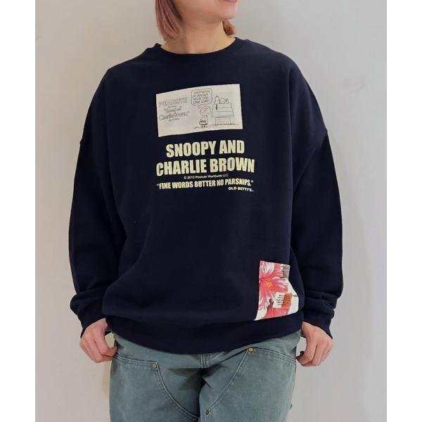 スヌーピー【SNOOPY】Big Silhouette C/N Sweat (A柄：CHARLIER＆SNP