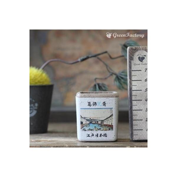 ■商品について小さな鉢に、浮世絵を転写しました。店頭に、または玄関、和室にと様々なシーンでご活用いただけます。サボテン、多肉はもちろん、ミニ盆栽やプリザーブドフラワーなどのアレンジに使っても可愛いですね。※キューブ（S）１個の価格です。■鉢...