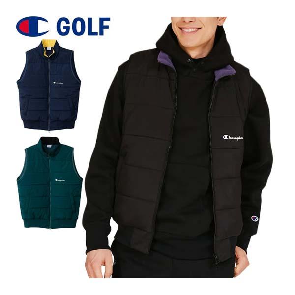 【新品】Championメンズゴルフベスト ダウンベスト ネイビー ロゴMサイズ ベスト ジレ 「Champion/チャンピオン」メンズ GOLF ジップベスト