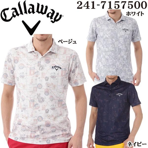 キャロウェイ 17 春夏 メンズ ゴルフウェア マップ柄プリント ショートワイドカラー 半袖ポロシャツ 241 Cw17s Greenfil ゴルフウェア専門店 通販 Yahoo ショッピング