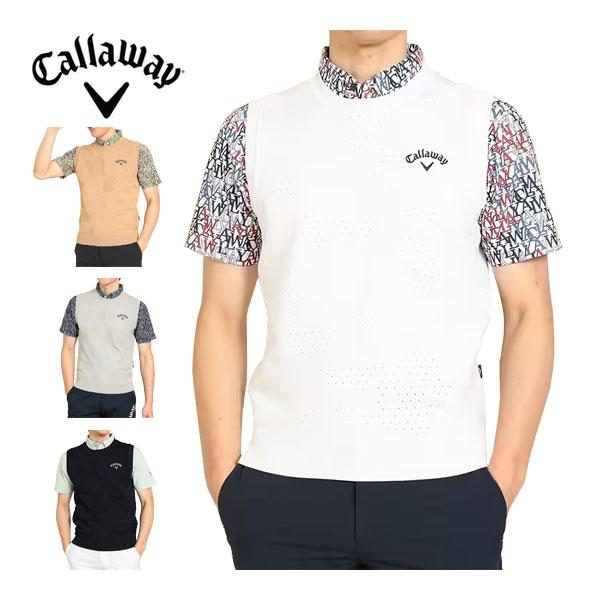 キャロウェイ メンズ ゴルフウェア カモフラ柄ジャカード クルーネック ニットベスト C23219100 2023年秋冬モデル M-3L Callaway（キャロウェイ） メンズ ゴルフウェア カモフラ柄ジャカード