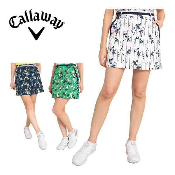 キャロウェイ レディース ゴルフウェア ストライプフラワープリント ドビー スカート C23128204 2023年春夏モデル SS-LL Callaway（キャロウェイ） レディース ゴルフウェア ストライプ
